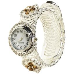 Кварцовий годинник Supretto з квітковим орнаментом, сріблястий (50820002)
