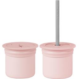 Чашка-контейнер с трубочкой MinikOiOi Sip+Snack Pinky Pink/Powder Grey, силиконовая (101100108)