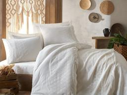 Комплект постельного белья Dantela Vita Ipek с кружевом и покрывалом пике евро (svt-2000022328593)
