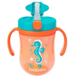 Чашка-непроливайка Baboo Sea Life, із силіконовою трубочкою, 9+ міс., 300 мл, помаранчева (8-132)