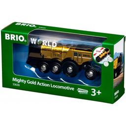 Могутній золотий локомотив для залізниці Brio на батарейках (33630)
