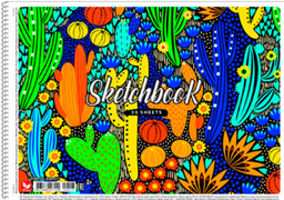 Альбом для малювання Школярик Різнокольорова кактуси, для дівчаток, 30 аркушів (PB-SC-030-517)