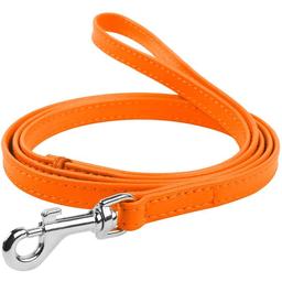 Поводок для собак Waudog Glamour, кожаный, 122х1,8 см, оранжевый