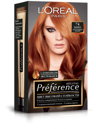 Краска для волос L’Oréal Paris Preference, тон 74 (Манго. Очень интенсивный медный), 174 мл (A6214927)