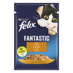 Влажный корм для кошек Felix Fantastic, кусочки в желе, с курицей, 85 г
