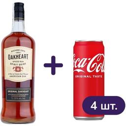 Набор: Ромовый напиток Bacardi Oakheart Original 35% 1 л + Напиток Coca-Cola 4 шт. х 330 мл
