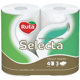Туалетний папір Ruta Selecta, тришаровий, 4 рулони, білий