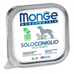Влажный корм Monge Dog Solo, для взрослых собак, 100% кролик, 150 г