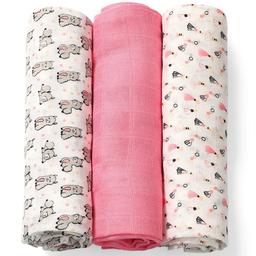 Багаторазові пелюшки BabyOno, бамбукове волокно, 70х70 см, рожевий з білим, 3 шт. (397/01)