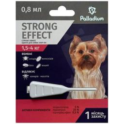 Капли на холку от блох, клещей и комаров Palladium Strong Effect для собак 1.5 - 4 кг 1 пипетка 0.8 мл