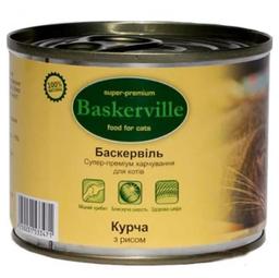 Влажный корм для кошек Baskerville Цыпленок с рисом, 200 г