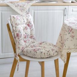 Кругла подушка для стільця Прованс Bella, d-40, троянди, рожевий (13531)