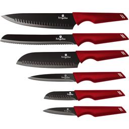 Набір ножів Berlinger Haus Metallic Line Burgundy Edition, 6 предметів, червоний з чорним (BH 2589)