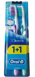 Зубна щітка Oral-B 3D White Відбілювання, середня, фіолетовий з бірюзовим, 2 шт.