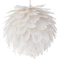 Рождественский шар с перьями 13 см белый (681-024)