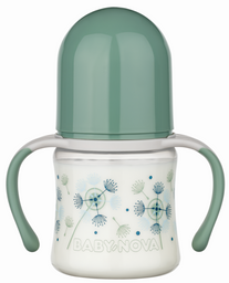 Пляшечка Baby-Nova Декор, з широким горлечком та ручками, 150 мл, зелений (3966384)