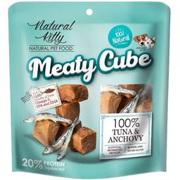 Лакомство для кошек и собак Natural Kitty Meaty Cube 100% Tuna & Anchovy, в виде кубиков, тунец и анчоусы, 60 г
