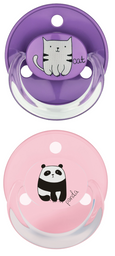 Пустушка латексна Baby-Nova Panda&Turtle, кругла, 0-24 міс., рожевий та бузковий, 2 шт. (3966370)