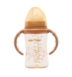 Пляшечка для годування Baby Team, з широким горлечком, 240 мл, персиковий (1090)