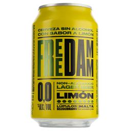 Пиво безалкогольне Damm Free Lemon, світле, 0%, з/б, 0,33 л (799957)