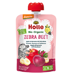 Пюре Holle Zebra beet, з яблуком, бананом та буряком, 100 г