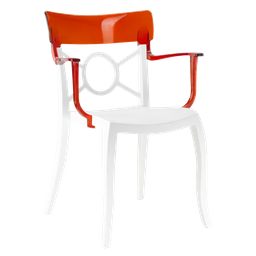 Кресло Papatya Opera-K, сиденье белое, верх прозрачно-красный (288958)