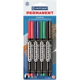 Набор перманентных маркеров Centropen Permanent конусообразных 2.5 мм 4 шт. (8566/4/BL)