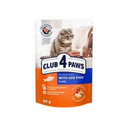 Влажный корм для кошек Club 4 Paws Premium треска в желе, 80 г