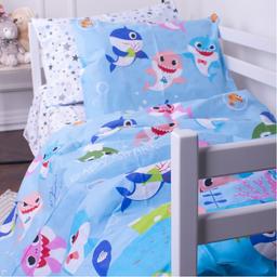 Пододеяльник на молнии MirSon Kids Time 17-0521 Sharks blue, бязь, 210х143 см, разноцветный