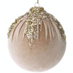 Різдвяна куля вельвет 10 см шампань 4 шт. (681-092)