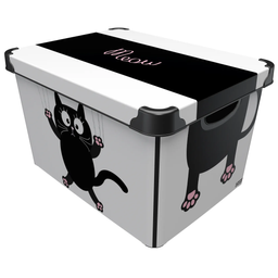Коробка Qutu Style Box Meow Black, 20 л, 41х30х24см, белый. (STYLE BOX с/к MEOW BLACK 20л.)