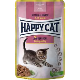 Влажный корм для котят Happy Cat Kitten&Junior LandGeflugel, кусочки в соусе с птицей, 85 г