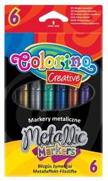 Маркери для малювання Colorino Metallic, перламутрові чорнила, 6 кольорів (32582PTR)