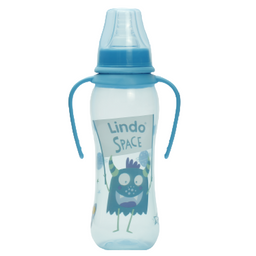 Пляшечка для годування Lindo, вигнута з ручками, 250 мл, блакитний (Li 135 гол)