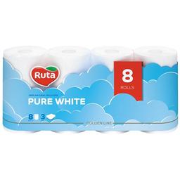 Туалетная бумага Ruta Pure White, трехслойная, 8 рулонов