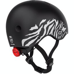 Шлем защитный Scoot and Ride, с фонариком, 45-51 см (XXS/XS), зебра