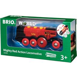 Могучий красный локомотив для железной дороги Brio на батарейках (33592)