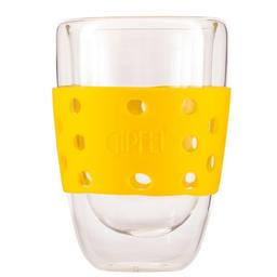 Склянка скляна з подвійними стінками Gipfel Luminossi з силіконовим тримачем 300 мл жовта (7156)