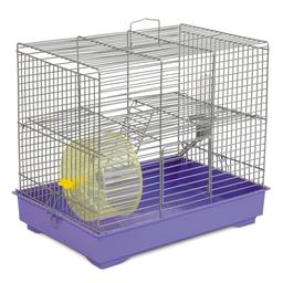 Клетка для грызунов Природа Микки с колесом, серебристый с фиолетовым 37х25х30 см (PR241512)