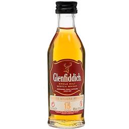 Віскі Glenfiddich Single Malt Scotch, 15 років, 40%, 0,05 л
