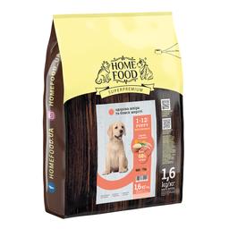 Сухий корм для цуценят середніх та великих порід Home Food Puppy Medium&Maxi Здорова шкіра й блиск шерсті, з індичкою та лососем, 1.6 кг