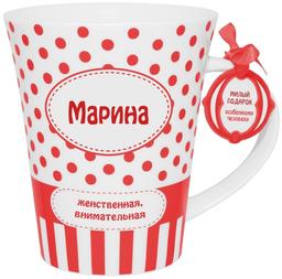 Кружка Be Happy Марина, 350 мл, білий з червоним (К_Горох048)