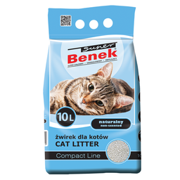 Бентонитовый наполнитель для кошачьего туалета Super Benek Компактный, без запаха, 10 л