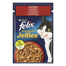 Вологий корм для котів Felix Sensations, з яловичиною та томатами, 85 г