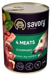 Влажный корм для взрослых собак всех пород Savory Dog Gourmand, 4 мяса, 400 г