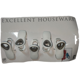 Набор клипс для пакетов Excellent Houseware, белый, 5 шт. (850079)