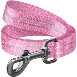 Повідець для собак Waudog Re-cotton, світловідбивний, S, 150х1,5 см, рожевий