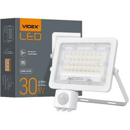 Прожектор Videx LED F2e 30W 5000K з датчиком руху та освітленості (VL-F2e305W-S)