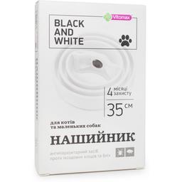 Ошейник противопаразитарный Vitomax Black&White для кошек и малых пород собак, белый, 35 см