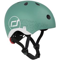 Шлем защитный Scoot and Ride светоотражающий, с фонариком, 45-51 см (XXS/XS), серо-зеленый (SR-210225-FOREST)